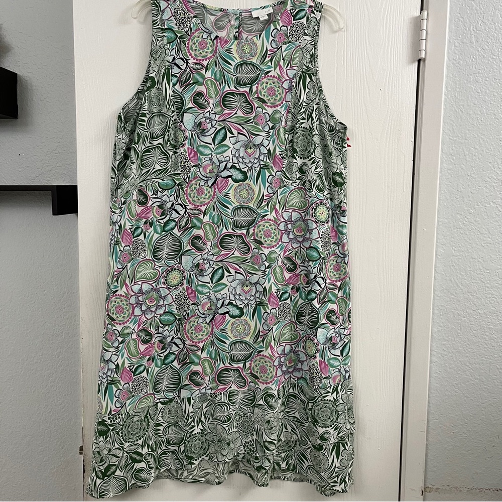❤️ J.Jill Floral Midi Dress - Green, Pink, White